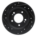 R1 17-25 Hyundai Elantra Rear Right Drilled & Slotted Black Brake Rotor