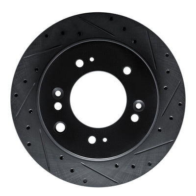 R1 07-09 Kia Sorento Rear Right Drilled & Slotted Black Brake Rotor