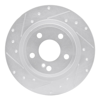 R1 14-20 Infiniti QX30 Rear Left Drilled & Slotted Silver Brake Rotor