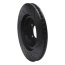 R1 05-23 Chrysler 300 Front Left Drilled & Slotted Black Brake Rotor