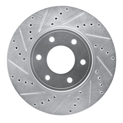 R1 06-09 Chevrolet Trailblazer Front Left Drilled & Slotted Silver Brake Rotor