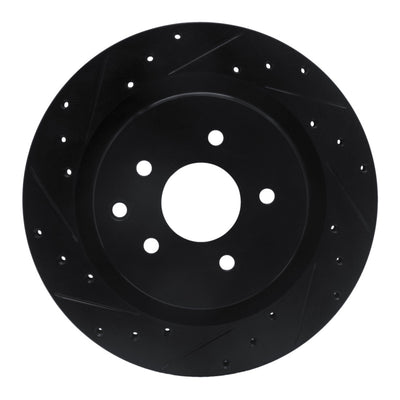 R1 03-08 Infiniti G35 Rear Left Drilled & Slotted Black Brake Rotor