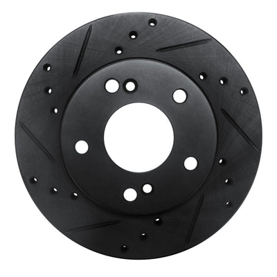 R1 96-98 Nissan 240SX Front Left Drilled & Slotted Black Brake Rotor