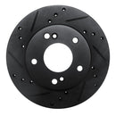 R1 96-98 Nissan 240SX Front Left Drilled & Slotted Black Brake Rotor