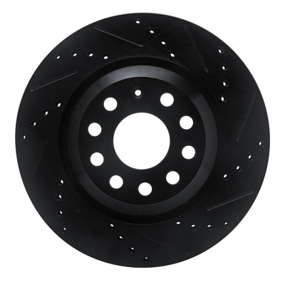 R1 15-25 Volkswagen GTI Rear Right Drilled & Slotted Black Brake Rotor