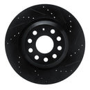 R1 18-25 Volkswagen Atlas Cross Sport Front & Rear Drilled & Slotted Black Brake Rotor Set
