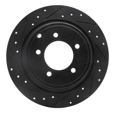 R1 07-17 Chrysler 200 Rear Left Drilled & Slotted Black Brake Rotor