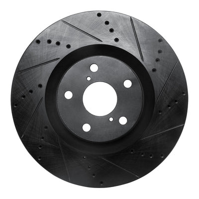 R1 09-11 Lexus GS350 Right Front Drilled & Slotted Black Brake Rotor