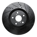 R1 09-11 Lexus GS350 Right Front Drilled & Slotted Black Brake Rotor