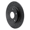 R1 11-15 Honda CR-Z Rear Left Drilled & Slotted Black Brake Rotor