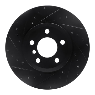 R1 07-19 BMW X6 Rear Left Drilled & Slotted Black Brake Rotor