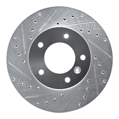 R1 86-89 Jaguar XJ12 Front Left Drilled & Slotted Silver Brake Rotor