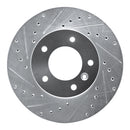 R1 86-89 Jaguar XJ12 Front Left Drilled & Slotted Silver Brake Rotor