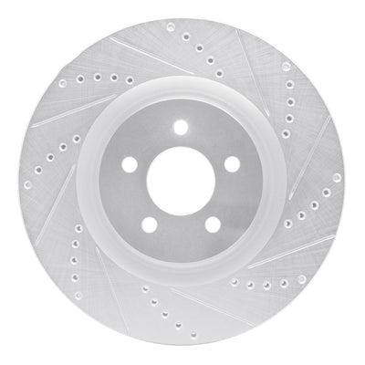 R1 07-14 Ford Mustang Front Right Drilled & Slotted Silver Brake Rotor