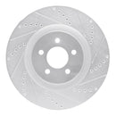 R1 07-14 Ford Mustang Front Right Drilled & Slotted Silver Brake Rotor