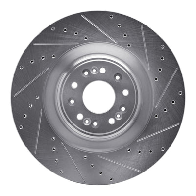 R1 17-22 Genesis G90 Front Right Drilled & Slotted Silver Brake Rotor