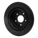 R1 05-25 Infiniti EX37 Rear Right Drilled & Slotted Black Brake Rotor