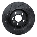 R1 91-99 Mercedes-Benz S320 Rear Right Drilled & Slotted Black Brake Rotor