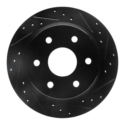 R1 99-07 Chevrolet Suburban 1500 Rear Right Drilled & Slotted Black Brake Rotor