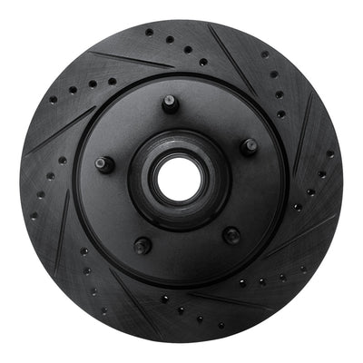 R1 97-99 Ford F-150 RWD Front Right Drilled & Slotted Black Brake Rotor