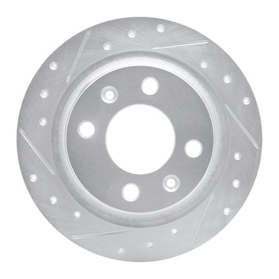R1 86-98 Saab 9000 Rear Left Drilled & Slotted Silver Brake Rotor