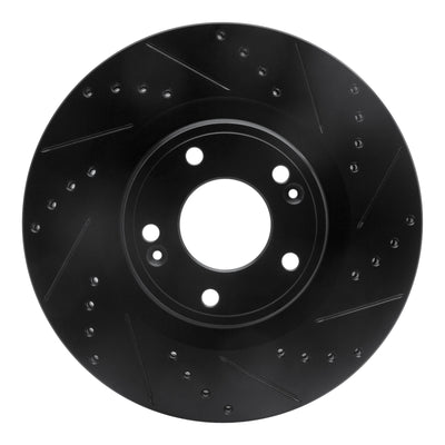 R1 10-16 Hyundai Genesis Coupe Front Right Drilled & Slotted Black Brake Rotor