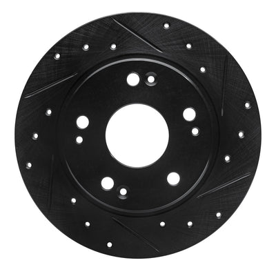 R1 11-15 Honda CR-Z Rear Right Drilled & Slotted Black Brake Rotor