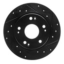 R1 11-15 Honda CR-Z Rear Right Drilled & Slotted Black Brake Rotor
