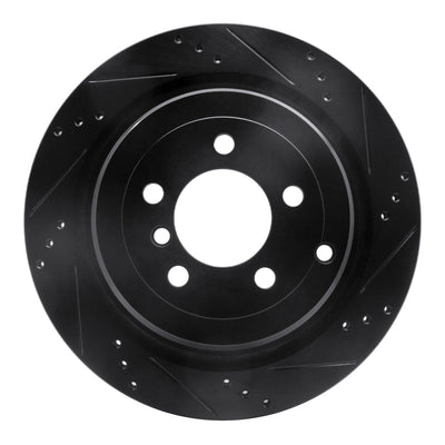 R1 06-12 Land Rover Range Rover Rear Right Drilled & Slotted Black Brake Rotor