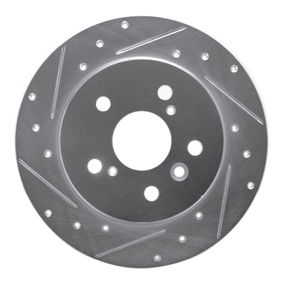 R1 00-04 Toyota Avalon Rear Left Drilled & Slotted Silver Brake Rotor