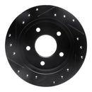 R1 88-94 Buick Regal Rear Right Drilled & Slotted Black Brake Rotor