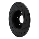 R1 84-87 Pontiac Fiero Rear Left Drilled & Slotted Black Brake Rotor