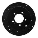 R1 07-15 Mitsubishi Lancer Rear Right Drilled & Slotted Black Brake Rotor