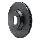 R1 03-15 Audi Q7 Left Front Drilled & Slotted Black Brake Rotor