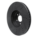 R1 09-17 BMW 550I GT Right Front Drilled & Slotted Black Brake Rotor