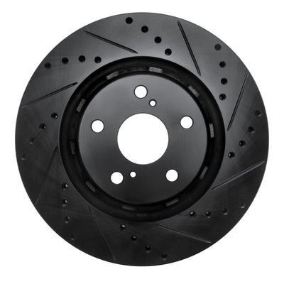 R1 09-15 Toyota Venza Front Right Drilled & Slotted Black Brake Rotor