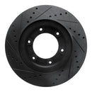 R1 93-97 Lexus LX450 Front Right Drilled & Slotted Black Brake Rotor