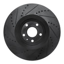 R1 08-11 Audi TTS Quattro Front Right Drilled & Slotted Black Brake Rotor