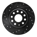 R1 05-18 Audi A3 Rear Drilled & Slotted Black Brake Rotor Set