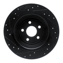 R1 15-24 Ford Fusion Rear Right Drilled & Slotted Black Brake Rotor