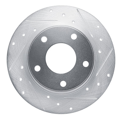 R1 20-25 Nissan SENTRA Rear Right Drilled & Slotted Silver Brake Rotor