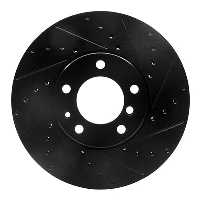 R1 91-01 BMW 850CI Front Right Drilled & Slotted Black Brake Rotor