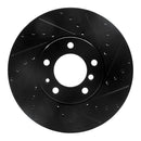 R1 91-01 BMW 850CI Front Right Drilled & Slotted Black Brake Rotor