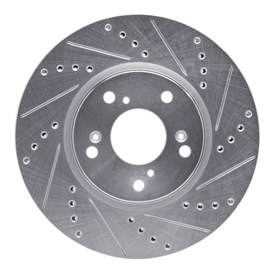 R1 13-22 Honda Accord Sedan Front Right Drilled & Slotted Silver Brake Rotor