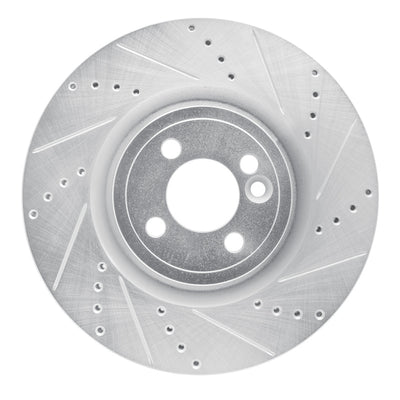 R1 13-13 Mini Cooper (Excl Clubman) Front Right Drilled & Slotted Silver Brake Rotor
