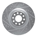 R1 01-03 Audi S8 Front Left Drilled & Slotted Silver Brake Rotor