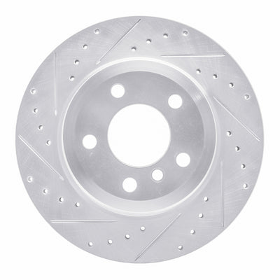 R1 07-19 BMW X6 Rear Left Drilled & Slotted Silver Brake Rotor