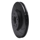 R1 94-02 Mercedes-Benz SL600 Left Front Drilled & Slotted Black Brake Rotor