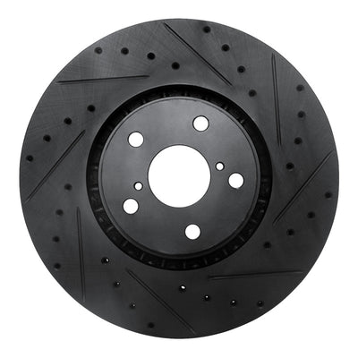 R1 07-11 Lexus GS350 Right Front Drilled & Slotted Black Brake Rotor