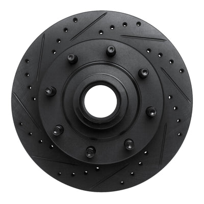 R1 1986-1994 Ford F-250 2WD (Excl Super Duty) Front Left Drilled & Slotted Black Brake Rotor